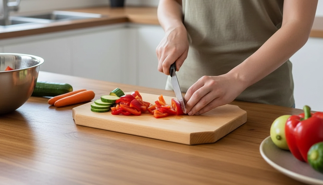 Drevená doska na krájanie zeleniny