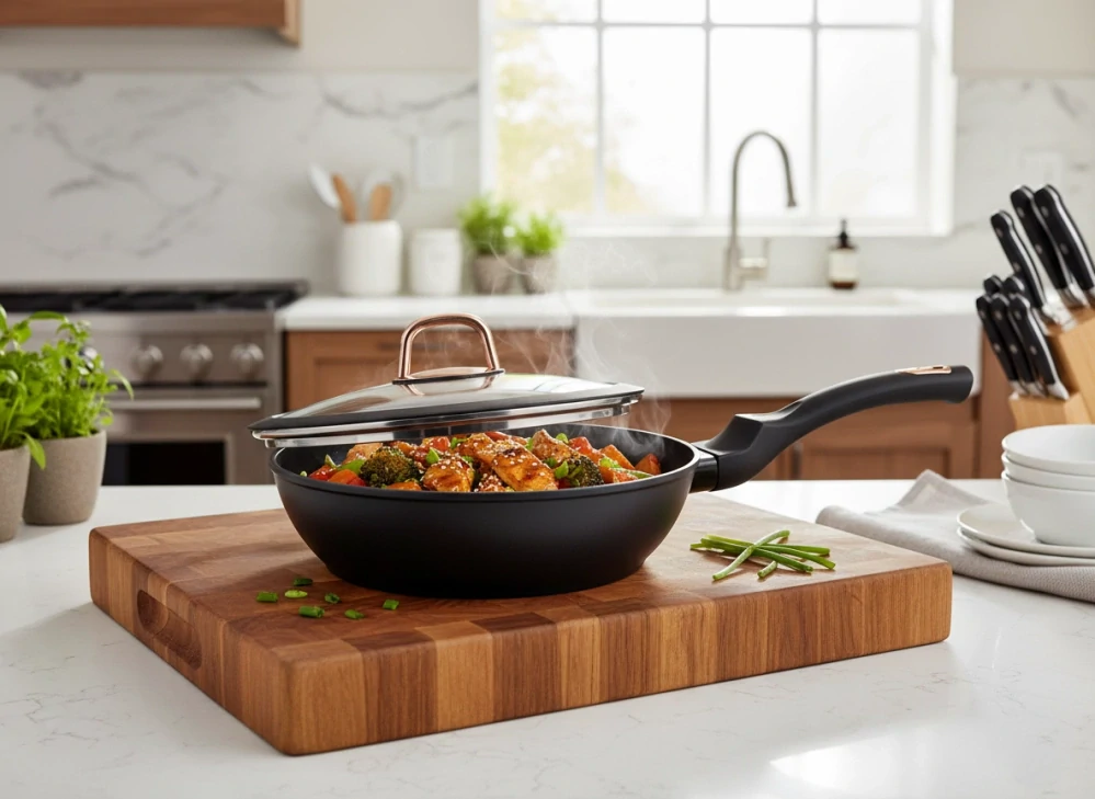 Wok panvica s pokrievkou Golden Line 28 cm