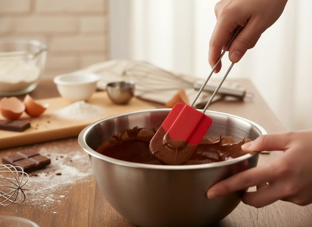 Silikónová stierka s nerezovou rukoväťou