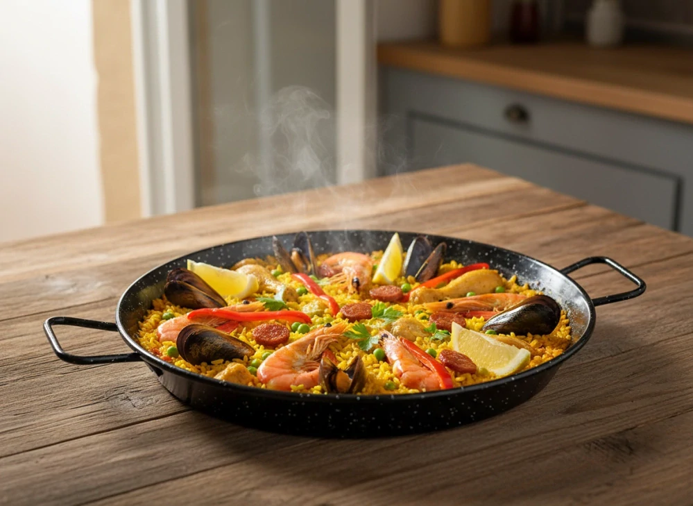 Smaltovaná panvica 50 cm na paellu a grilovanie