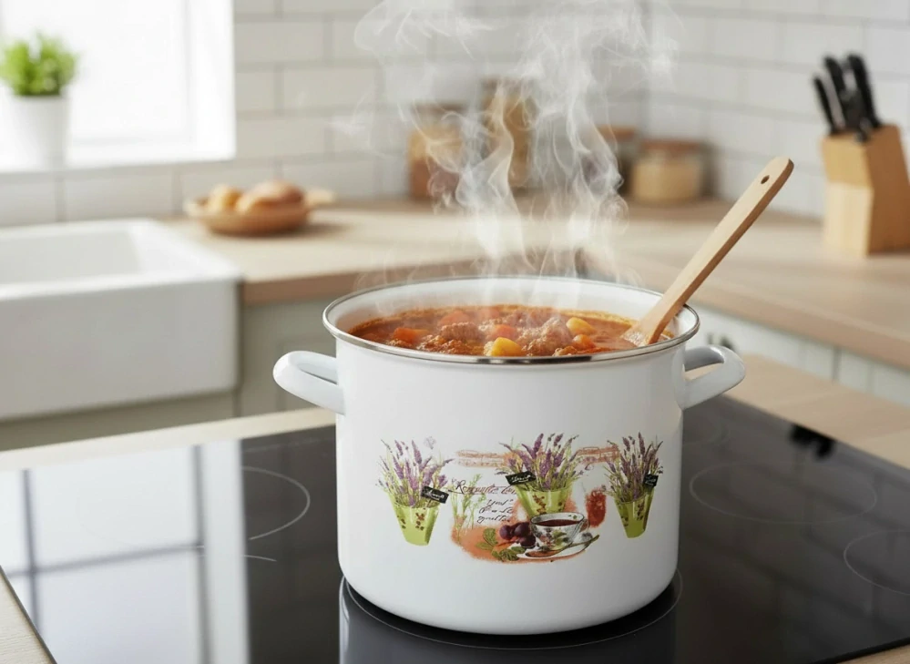 Smaltovaný hrniec s pokrievkou 10,4l Levandula