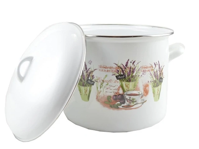 Smaltovaný hrniec s pokrievkou 10,4l Levandula