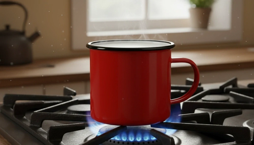 Smaltovaný hrnček červený 670 ml