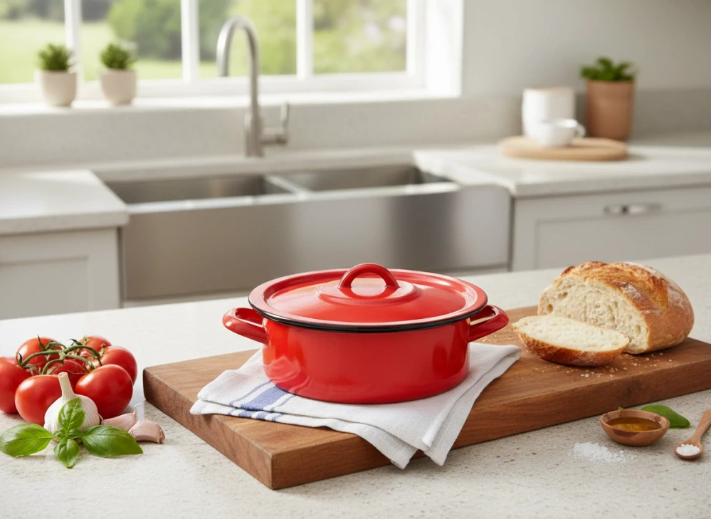 Smaltovaný kastról 0,75 L červený