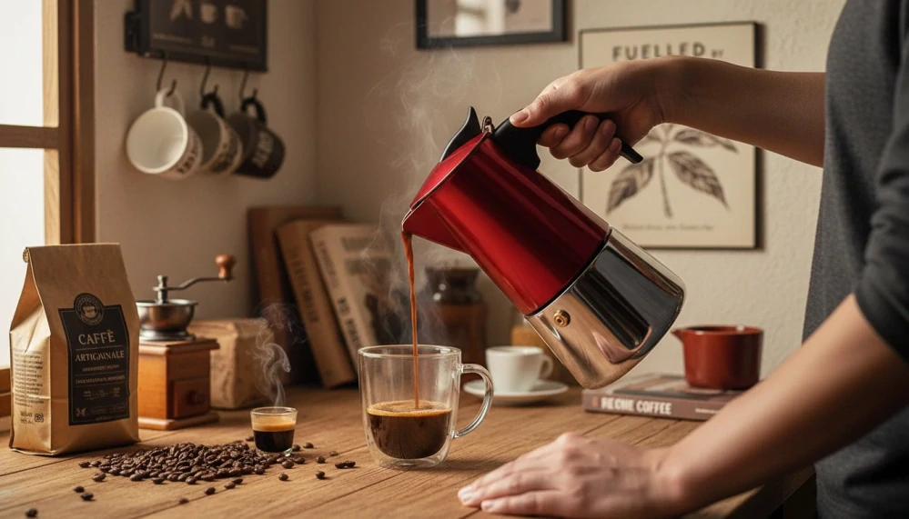 Moka kávovar Metal red line 4 osoby