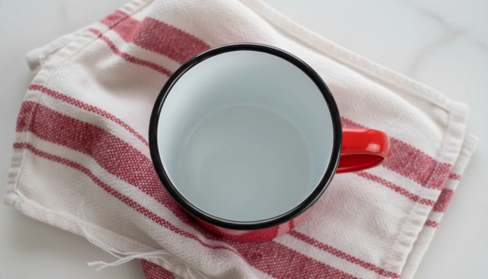 Smaltovaný hrnček červený 670 ml