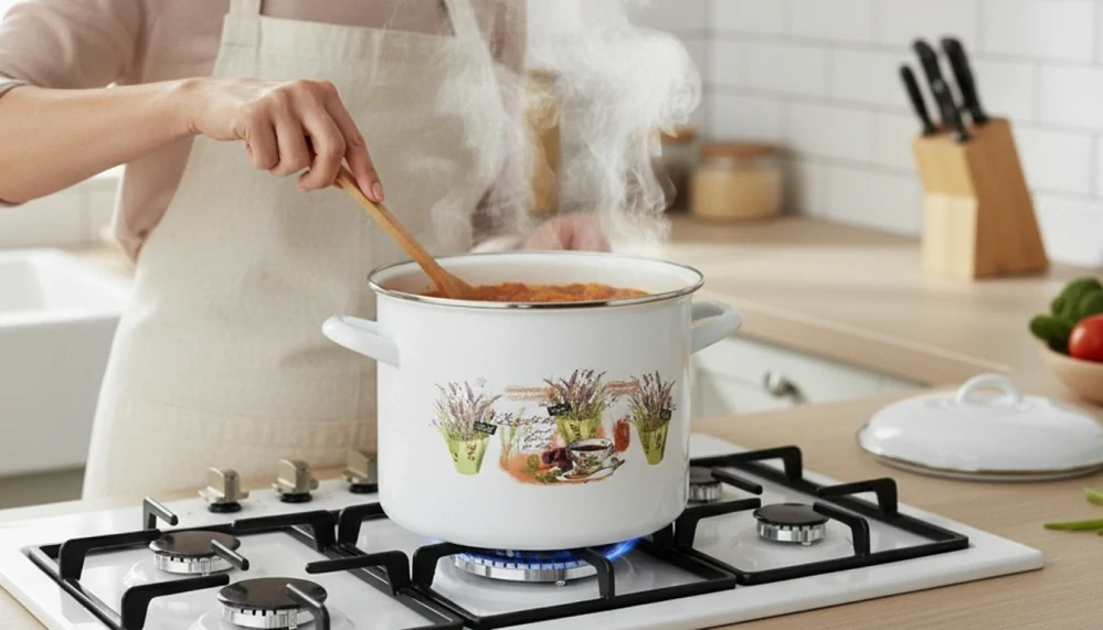 Smaltovaný hrniec s pokrievkou 10,4l Levandula