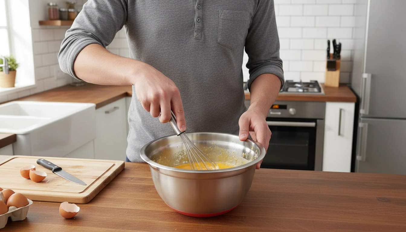 miešanie vajíčok na omeletu